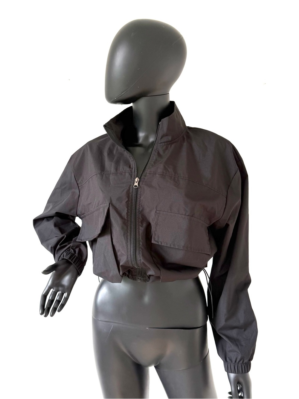 Windbreaker Cropped Jacket Utility Cargo Coat Pockets Outerwear Streetwear Bombe